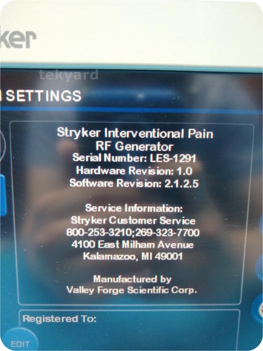 Stryker 406-800 Interventional Pain RF Generator System