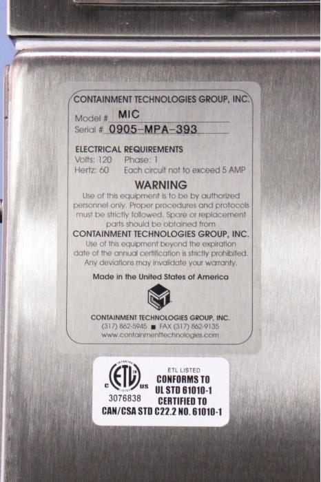 CONTAINMENT TECHNOLOGIES GROUP MIC