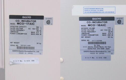 Sanyo MCO-17AIC MCO-18AIC CO2 Incubator Dual Double Stack Tested with Warranty