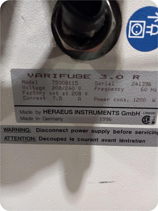 Baxter / Heraeus Instruments Varifuge 3.0 R 75008115 Refrigerated Centrifuge