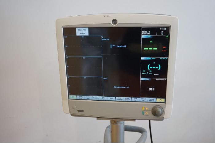 GE B650 patient monitor on stand